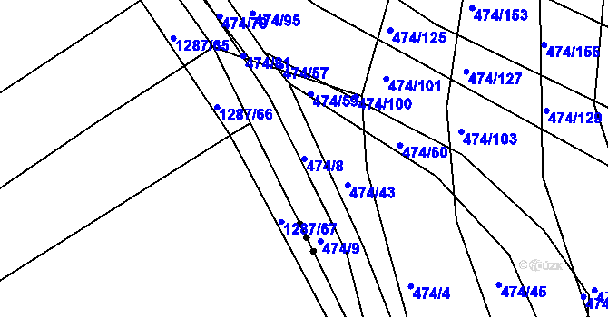 Parcela st. 474/8 v KÚ Moravany u Brna, Katastrální mapa