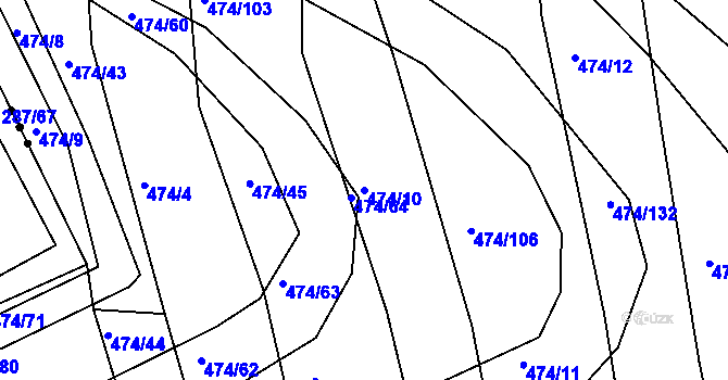 Parcela st. 474/10 v KÚ Moravany u Brna, Katastrální mapa