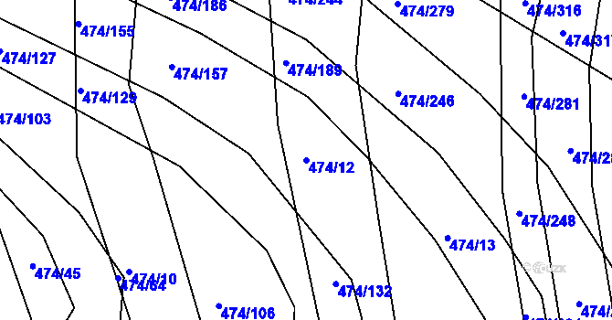 Parcela st. 474/12 v KÚ Moravany u Brna, Katastrální mapa