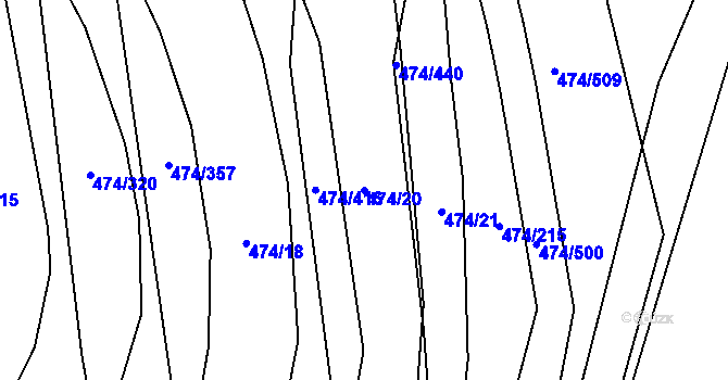 Parcela st. 474/20 v KÚ Moravany u Brna, Katastrální mapa