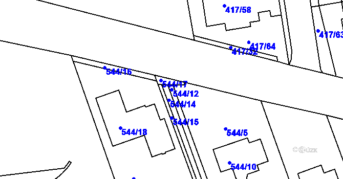 Parcela st. 544/12 v KÚ Moravany u Brna, Katastrální mapa