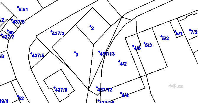Parcela st. 437/13 v KÚ Moravany u Brna, Katastrální mapa