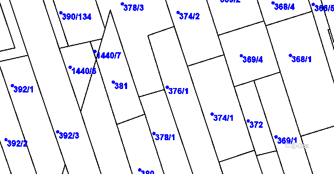 Parcela st. 376/1 v KÚ Moravany u Brna, Katastrální mapa
