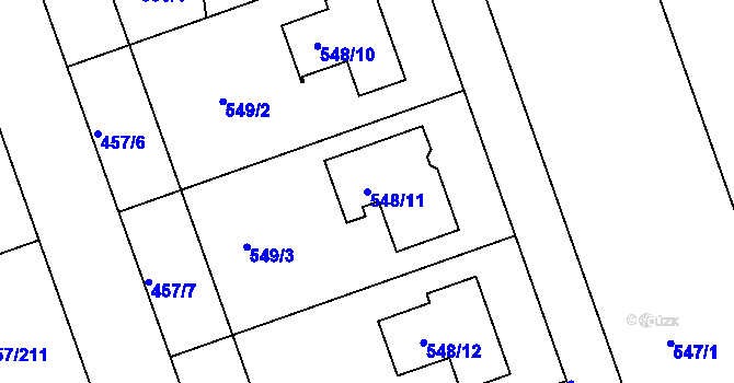 Parcela st. 548/11 v KÚ Moravany u Brna, Katastrální mapa