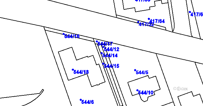 Parcela st. 544/14 v KÚ Moravany u Brna, Katastrální mapa