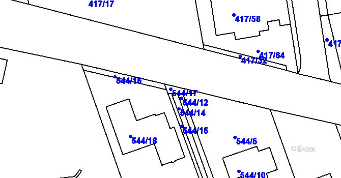 Parcela st. 544/17 v KÚ Moravany u Brna, Katastrální mapa