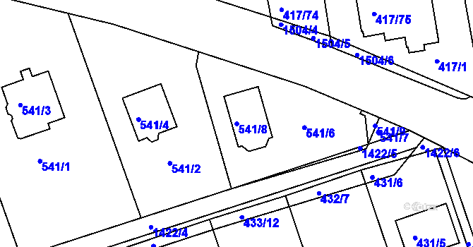 Parcela st. 541/8 v KÚ Moravany u Brna, Katastrální mapa