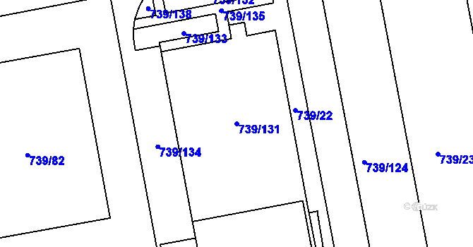 Parcela st. 739/131 v KÚ Moravany u Brna, Katastrální mapa