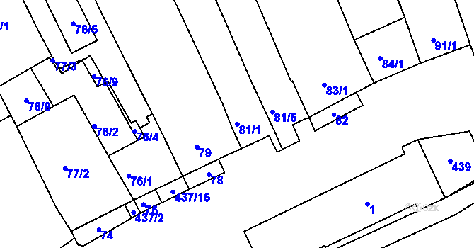 Parcela st. 81/1 v KÚ Moravany u Brna, Katastrální mapa
