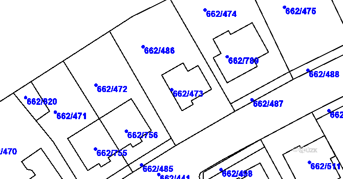 Parcela st. 662/473 v KÚ Moravany u Brna, Katastrální mapa