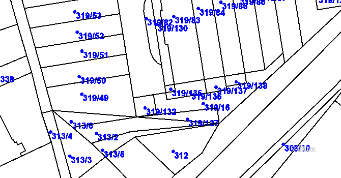 Parcela st. 319/135 v KÚ Moravany u Brna, Katastrální mapa