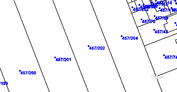 Parcela st. 457/202 v KÚ Moravany u Brna, Katastrální mapa