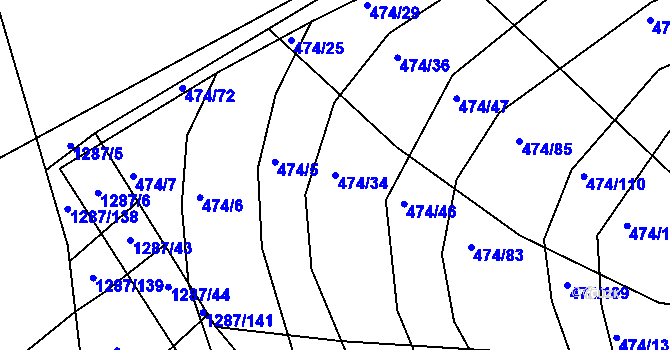 Parcela st. 474/34 v KÚ Moravany u Brna, Katastrální mapa