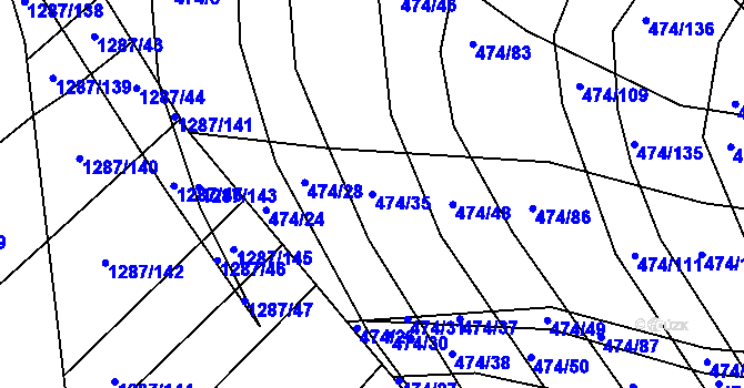 Parcela st. 474/35 v KÚ Moravany u Brna, Katastrální mapa