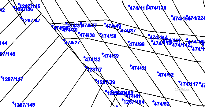 Parcela st. 474/39 v KÚ Moravany u Brna, Katastrální mapa