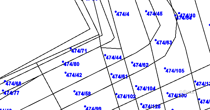 Parcela st. 474/44 v KÚ Moravany u Brna, Katastrální mapa