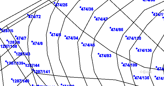Parcela st. 474/46 v KÚ Moravany u Brna, Katastrální mapa