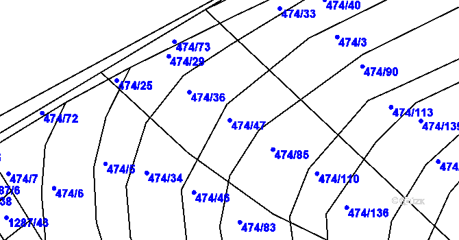 Parcela st. 474/47 v KÚ Moravany u Brna, Katastrální mapa