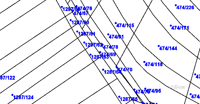 Parcela st. 474/69 v KÚ Moravany u Brna, Katastrální mapa