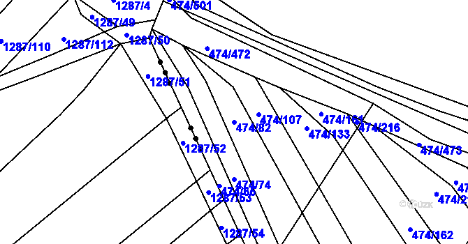 Parcela st. 474/82 v KÚ Moravany u Brna, Katastrální mapa