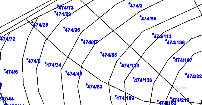 Parcela st. 474/85 v KÚ Moravany u Brna, Katastrální mapa