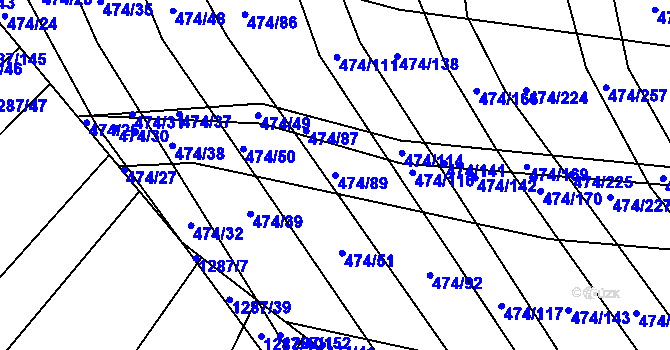 Parcela st. 474/89 v KÚ Moravany u Brna, Katastrální mapa