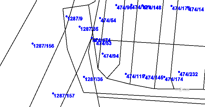 Parcela st. 474/94 v KÚ Moravany u Brna, Katastrální mapa