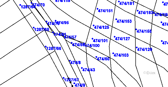Parcela st. 474/100 v KÚ Moravany u Brna, Katastrální mapa