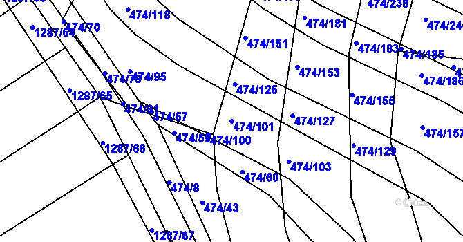 Parcela st. 474/101 v KÚ Moravany u Brna, Katastrální mapa