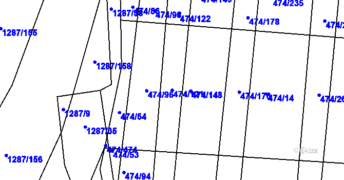 Parcela st. 474/121 v KÚ Moravany u Brna, Katastrální mapa