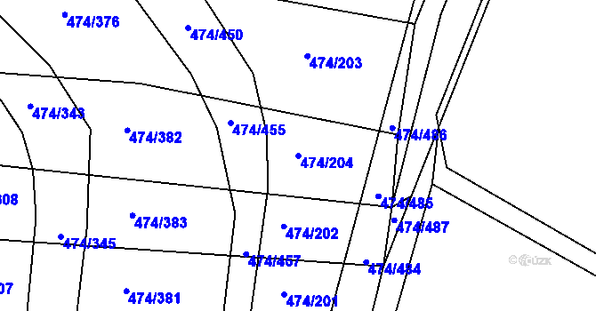 Parcela st. 474/204 v KÚ Moravany u Brna, Katastrální mapa