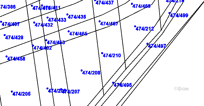 Parcela st. 474/210 v KÚ Moravany u Brna, Katastrální mapa