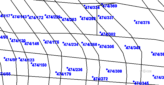 Parcela st. 474/268 v KÚ Moravany u Brna, Katastrální mapa