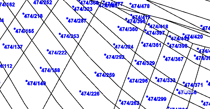 Parcela st. 474/292 v KÚ Moravany u Brna, Katastrální mapa