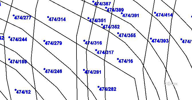 Parcela st. 474/317 v KÚ Moravany u Brna, Katastrální mapa