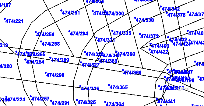 Parcela st. 474/363 v KÚ Moravany u Brna, Katastrální mapa