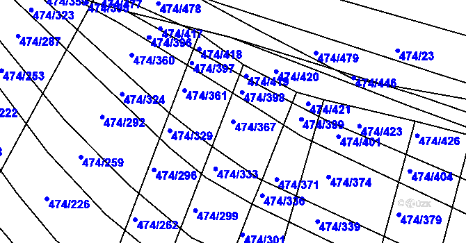 Parcela st. 474/367 v KÚ Moravany u Brna, Katastrální mapa