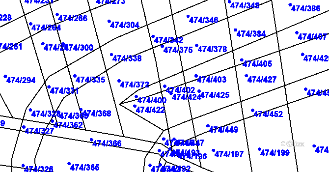 Parcela st. 474/402 v KÚ Moravany u Brna, Katastrální mapa