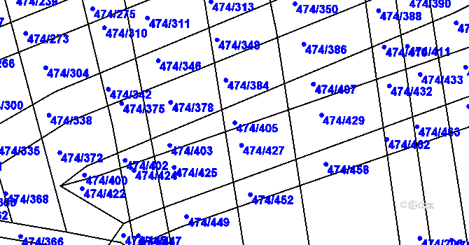 Parcela st. 474/405 v KÚ Moravany u Brna, Katastrální mapa