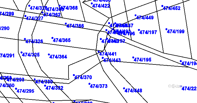 Parcela st. 474/441 v KÚ Moravany u Brna, Katastrální mapa