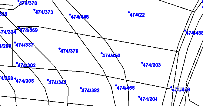 Parcela st. 474/450 v KÚ Moravany u Brna, Katastrální mapa