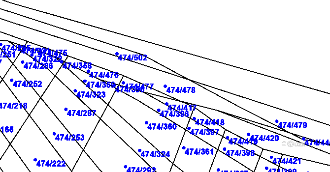 Parcela st. 474/478 v KÚ Moravany u Brna, Katastrální mapa