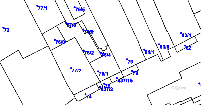 Parcela st. 76/4 v KÚ Moravany u Brna, Katastrální mapa