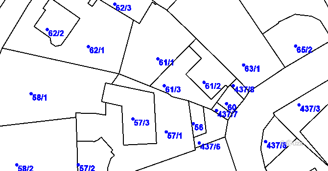 Parcela st. 61/3 v KÚ Moravany u Brna, Katastrální mapa