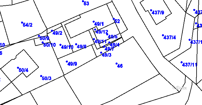 Parcela st. 49/3 v KÚ Moravany u Brna, Katastrální mapa
