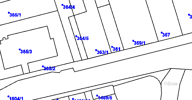 Parcela st. 363/1 v KÚ Moravany u Brna, Katastrální mapa