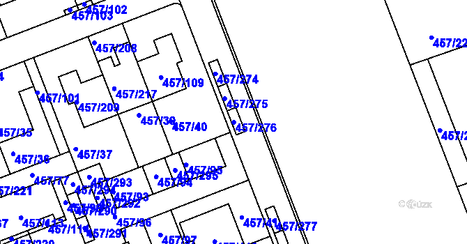 Parcela st. 457/276 v KÚ Moravany u Brna, Katastrální mapa