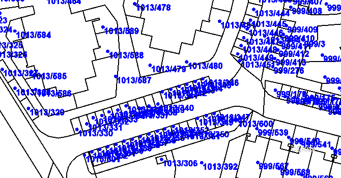 Parcela st. 1013/342 v KÚ Moravany u Brna, Katastrální mapa