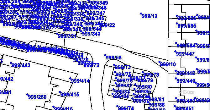 Parcela st. 999/68 v KÚ Moravany u Brna, Katastrální mapa