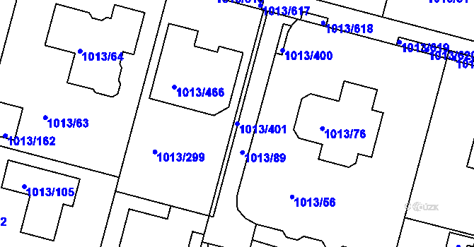 Parcela st. 1013/401 v KÚ Moravany u Brna, Katastrální mapa